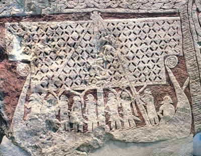 Detail of a picture stone depicting a Viking ship, from the Isle of Gotland by Viking